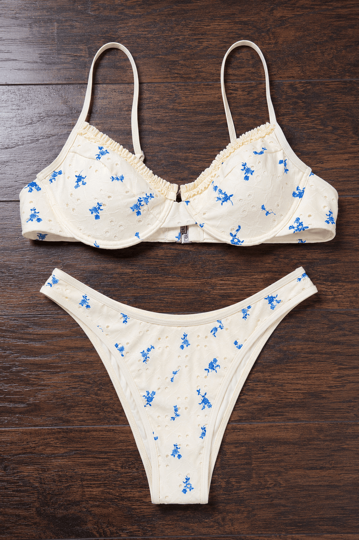 Blue Cream Floral Bikini - STYLED BY ALX COUTURESwimwear