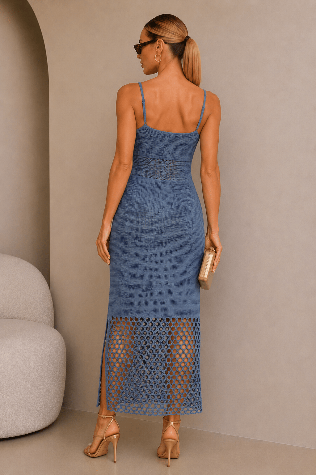Blue Cutout Midi Dress - STYLED BY ALX COUTUREDresses