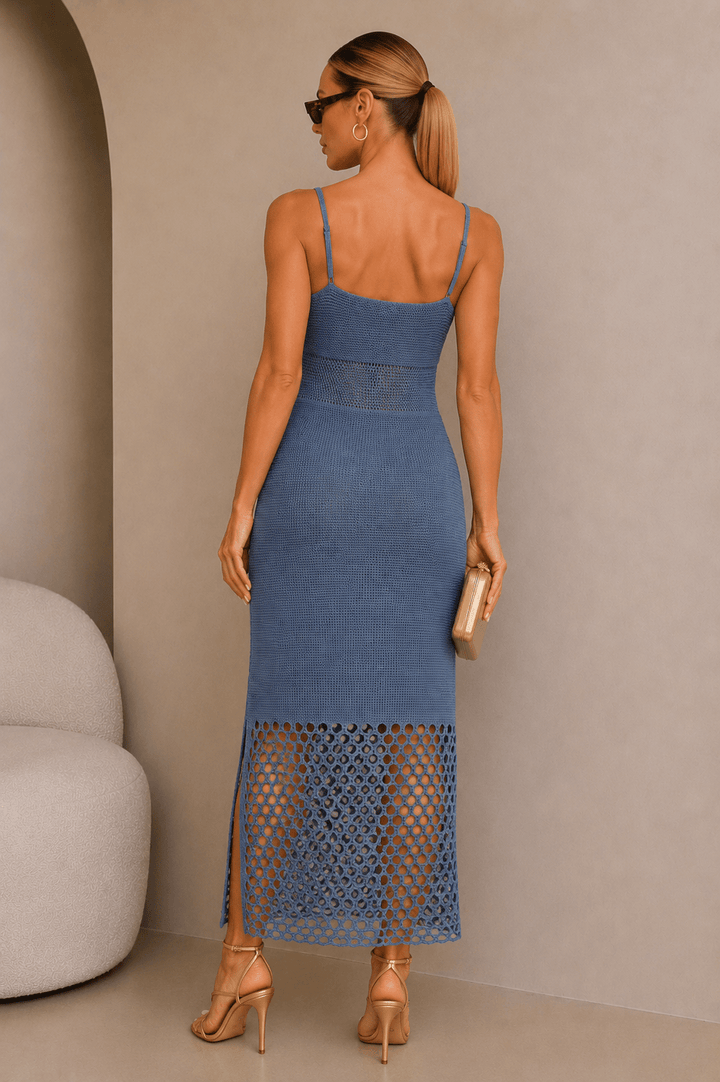 Blue Cutout Midi Dress - STYLED BY ALX COUTUREDresses