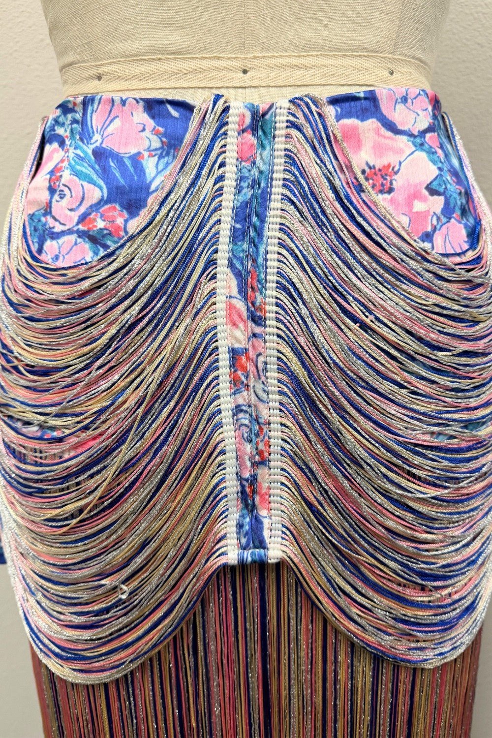 Blue Floral Fringe Midi Skirt - STYLED BY ALX COUTURESkirts