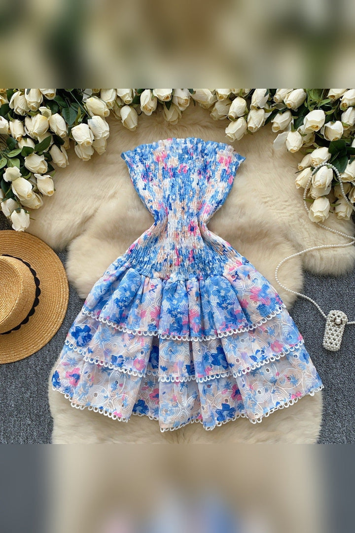 Blue Pink Tiered Dress - STYLED BY ALX COUTUREDresses