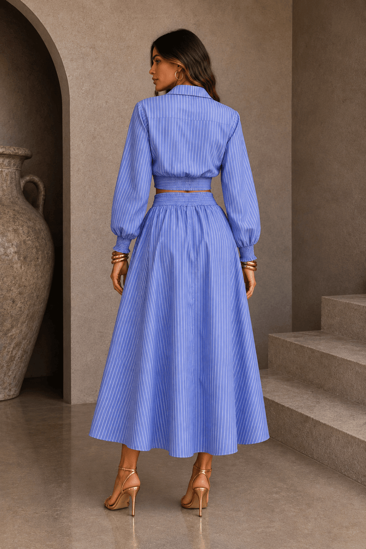Blue Striped Skirt Set - STYLED BY ALX COUTUREOutfit Sets