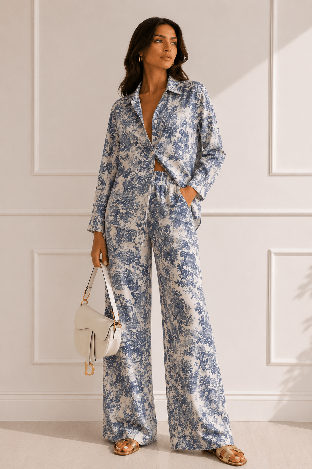 Blue & White Animal Print Pant Set - STYLED BY ALX COUTUREOutfit Sets