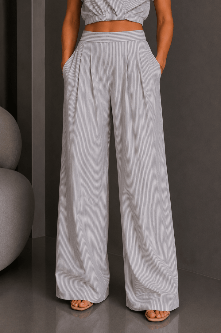 Blue &amp; White Striped Pant Set - STYLED BY ALX COUTUREOutfit Sets