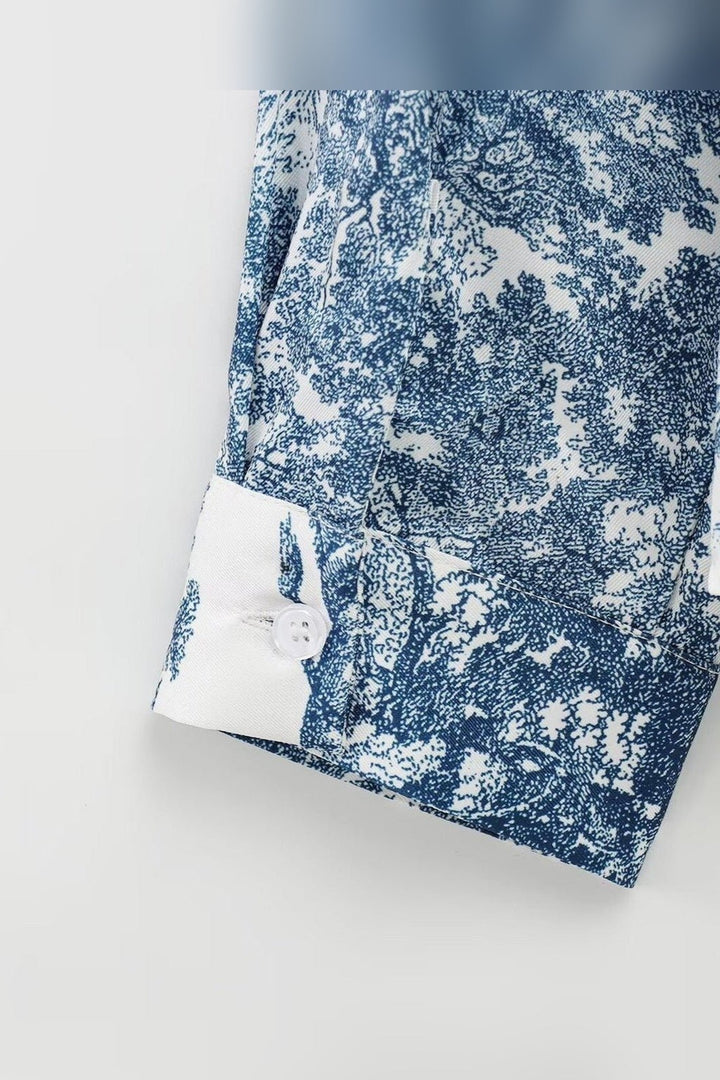 Blue White Toile Pants Set - STYLED BY ALX COUTUREOutfit Sets