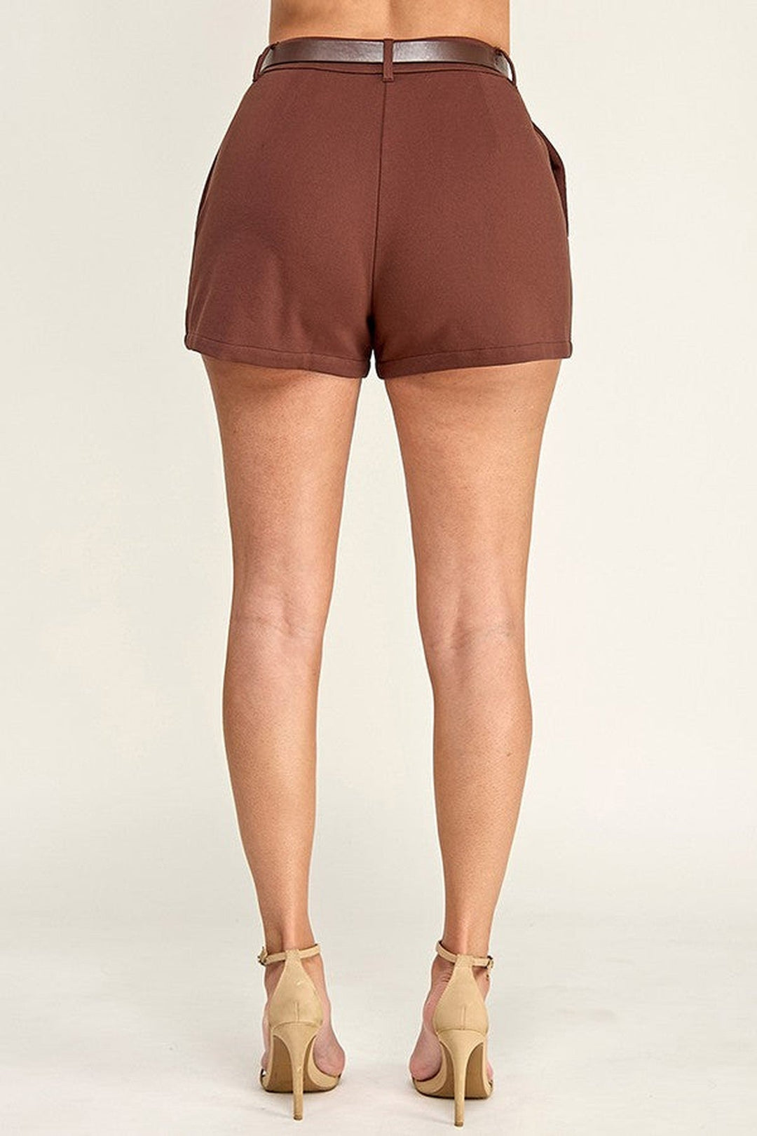 Brown Belted Shorts - STYLED BY ALX COUTUREShorts