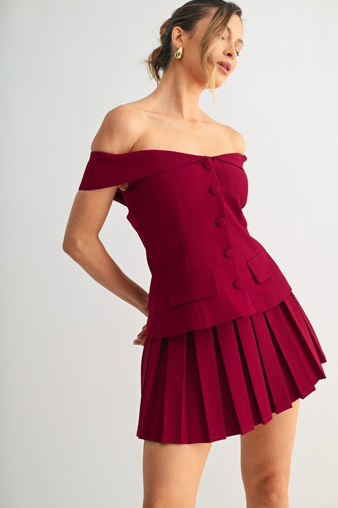 Brown Command Edge Two - piece Skirt Set - STYLED BY ALX COUTUREOutfit Sets