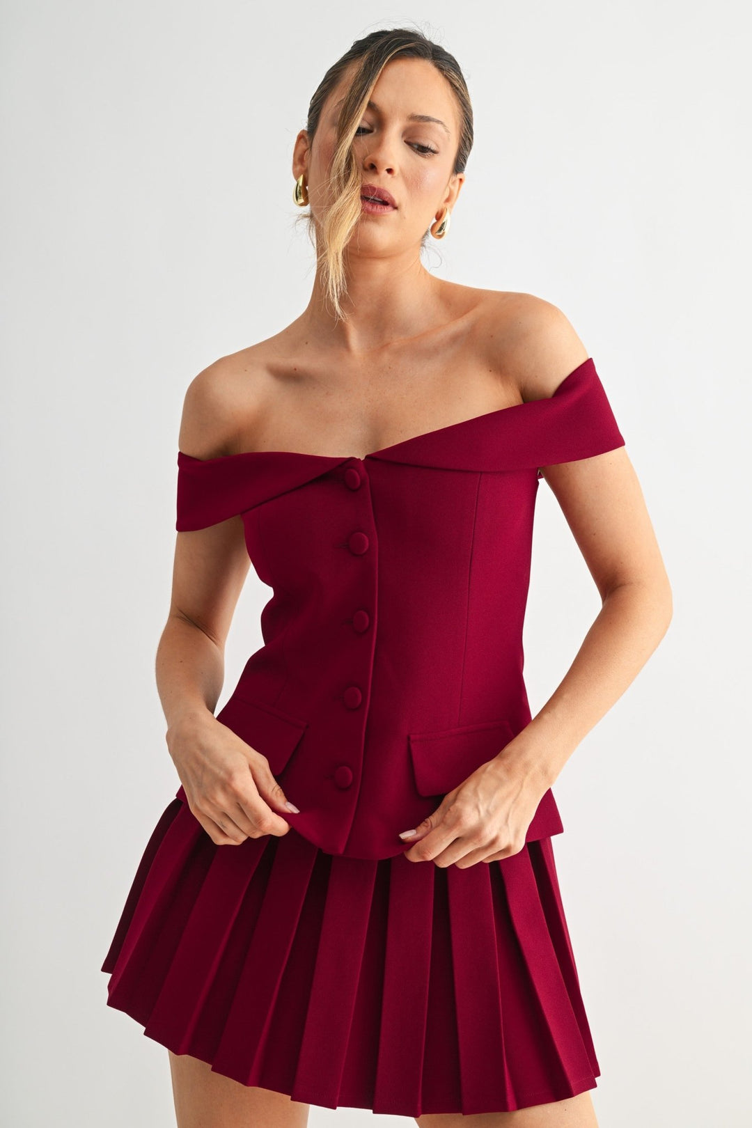 Brown Command Edge Two - piece Skirt Set - STYLED BY ALX COUTUREOutfit Sets