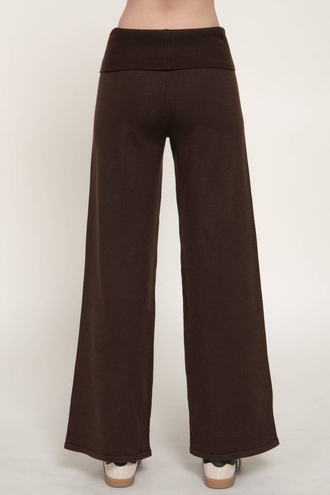 Brown Fold Over Waist Sweater Pants - STYLED BY ALX COUTUREPants