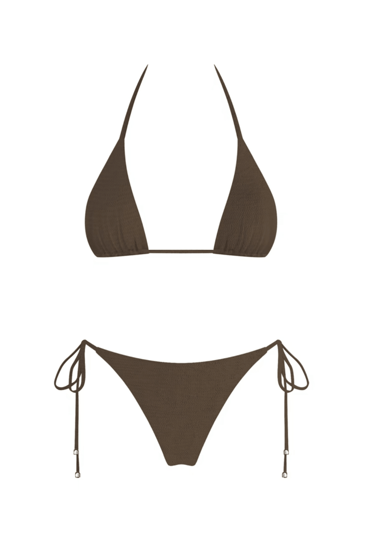 Brown Halter Bikini Set - STYLED BY ALX COUTURESwimwear