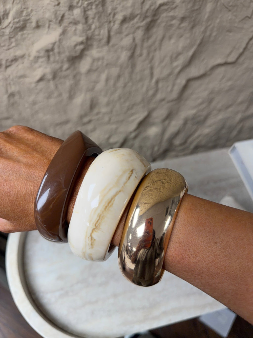 Brown, Ivory & Gold Bangle Set - STYLED BY ALX COUTUREBracelets