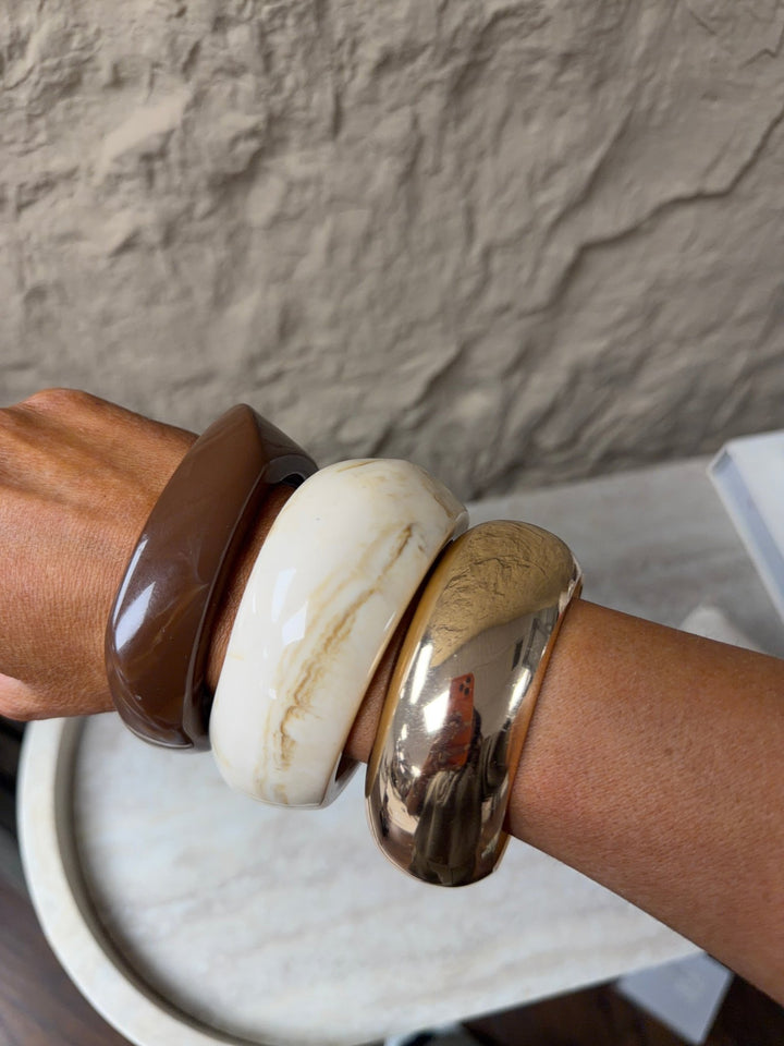 Brown, Ivory & Gold Bangle Set - STYLED BY ALX COUTUREBracelets
