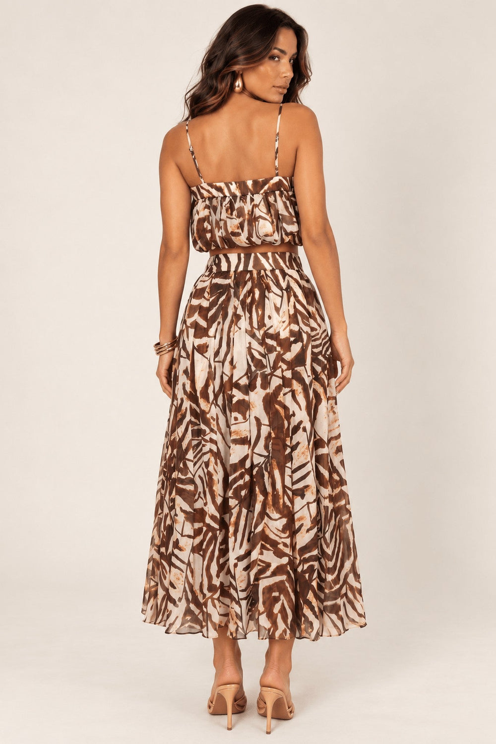 Brown Ivory Petal Layer Skirt Set - STYLED BY ALX COUTUREOutfit Sets