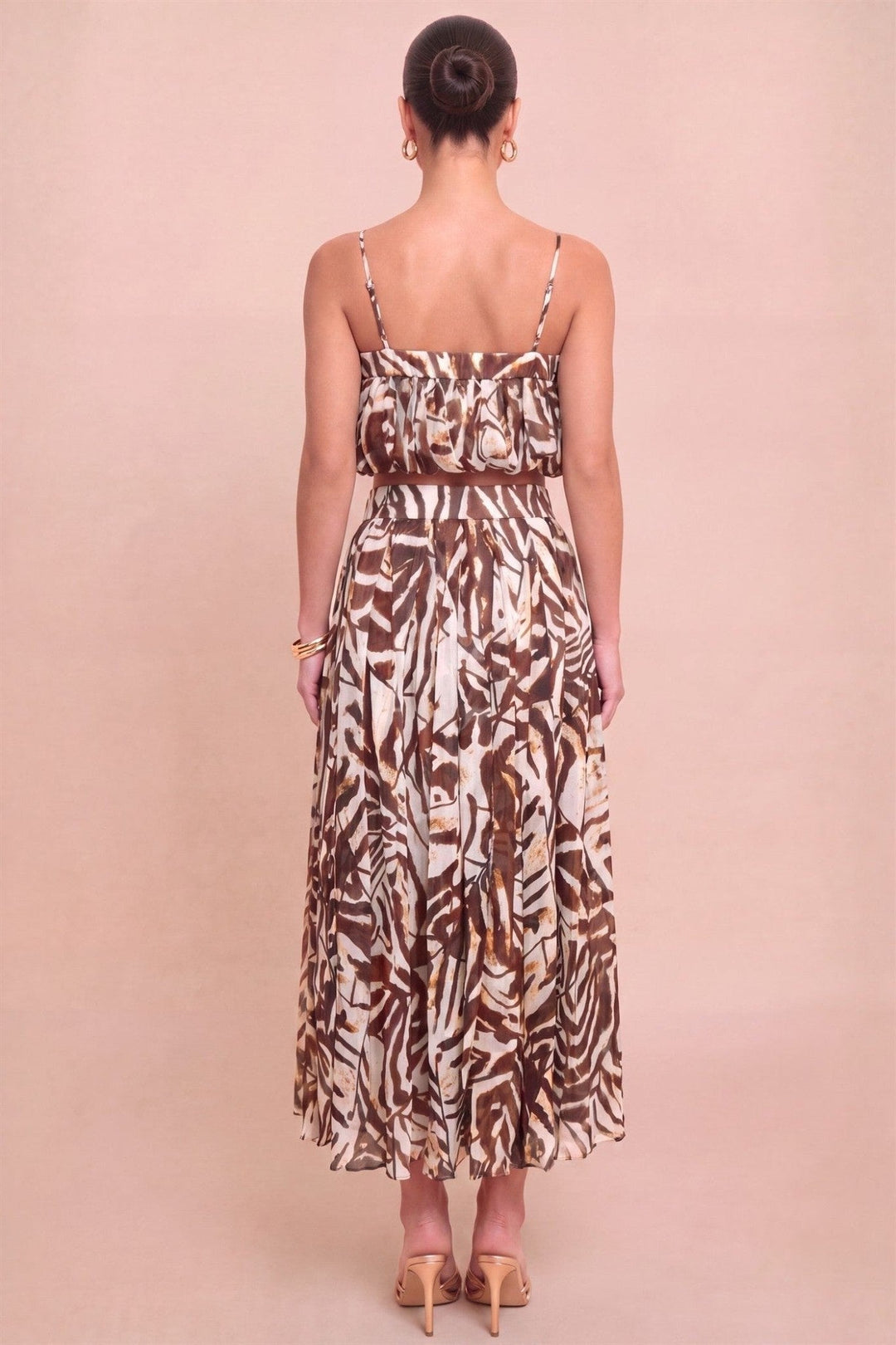Brown Ivory Petal Layer Skirt Set - STYLED BY ALX COUTUREOutfit Sets