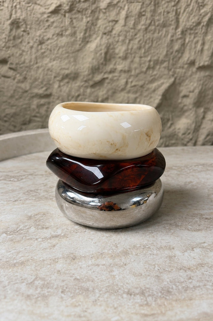 Brown, Ivory & Silver Bangles - STYLED BY ALX COUTUREBracelets
