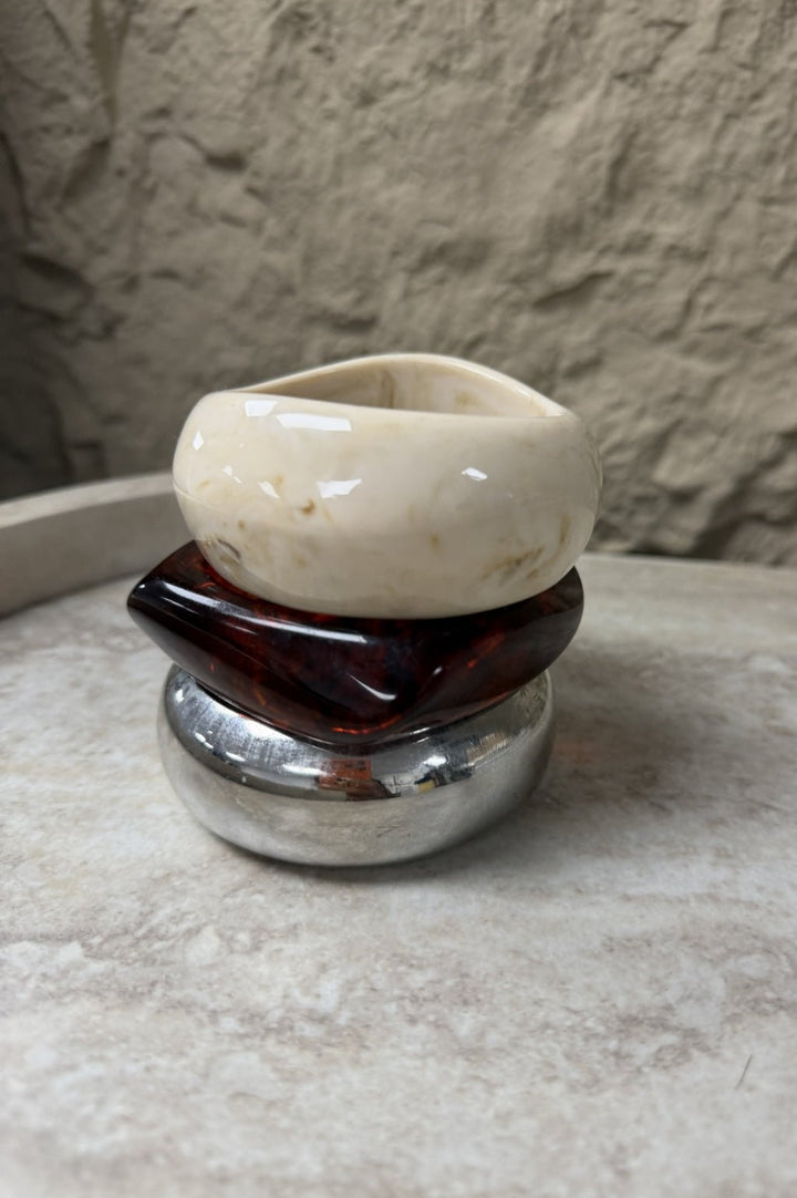Brown, Ivory & Silver Bangles - STYLED BY ALX COUTUREBracelets