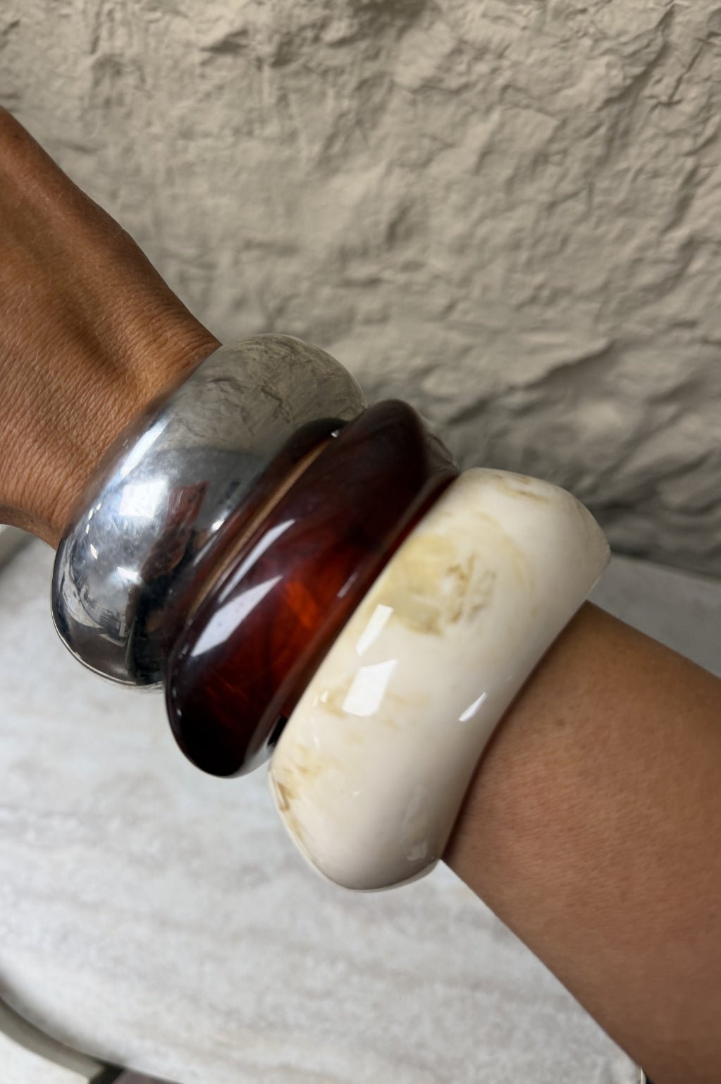 Brown, Ivory & Silver Bangles - STYLED BY ALX COUTUREBracelets