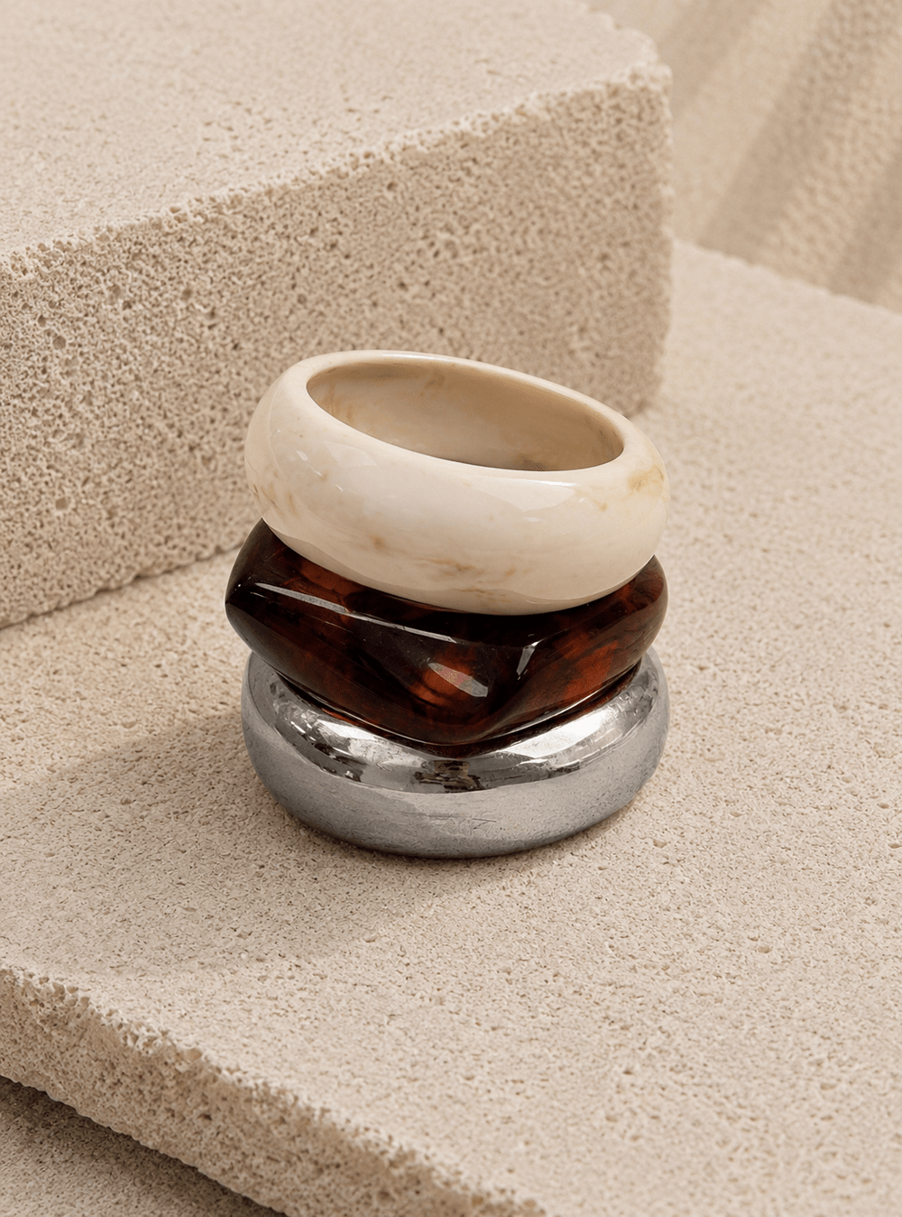 Brown, Ivory & Silver Bangles - STYLED BY ALX COUTUREBracelets