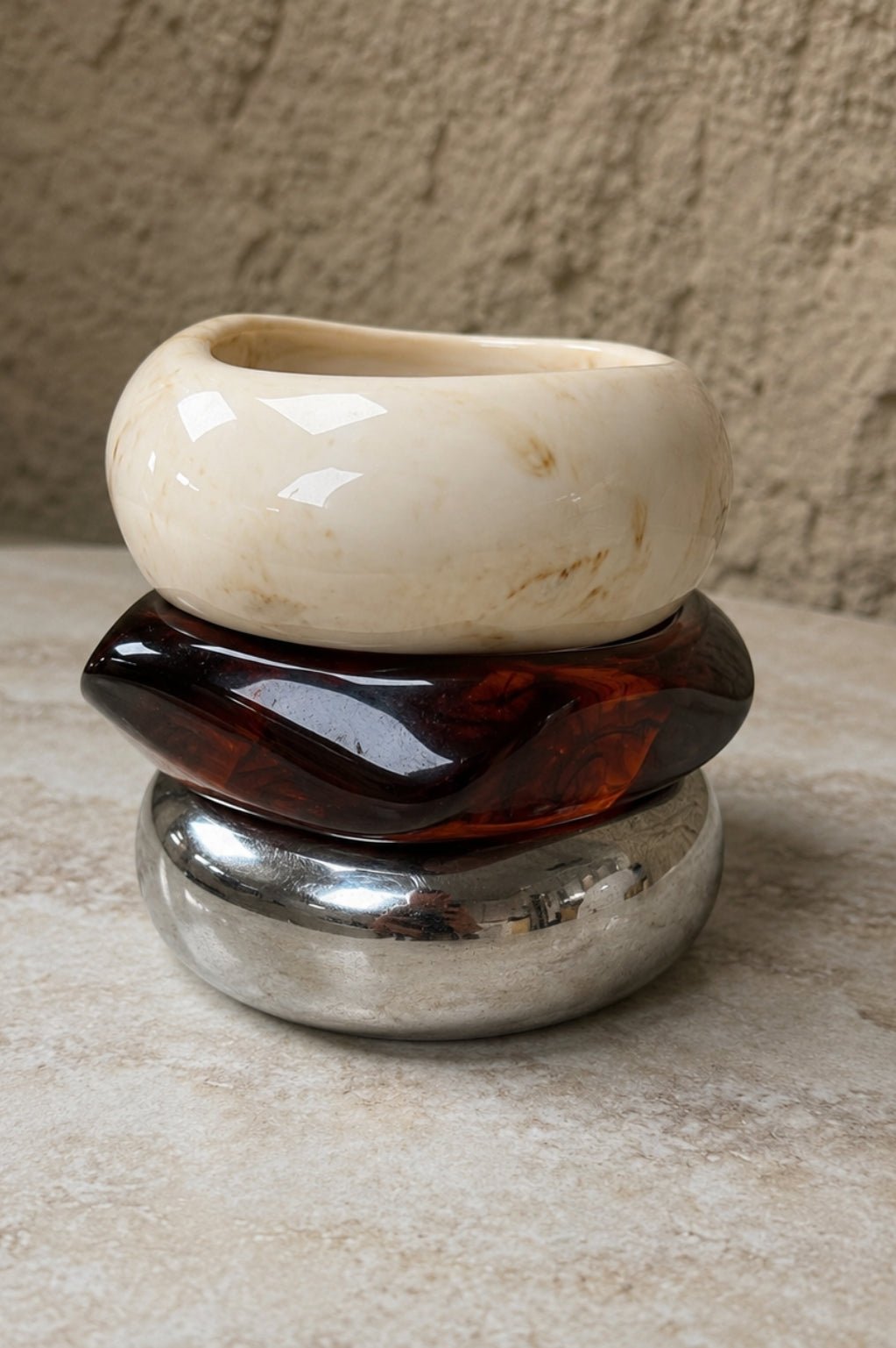 Brown, Ivory & Silver Bangles - STYLED BY ALX COUTUREBracelets