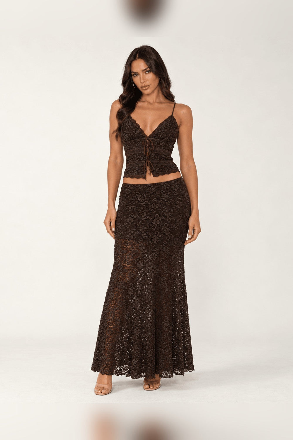 Brown Lace Maxi Skirt - STYLED BY ALX COUTURESkirts & Skorts