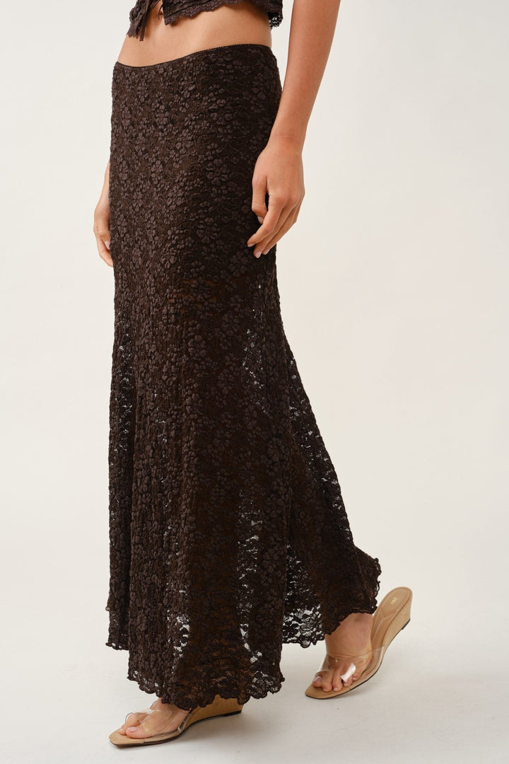 Brown Lace Maxi Skirt - STYLED BY ALX COUTURESkirts &amp; Skorts