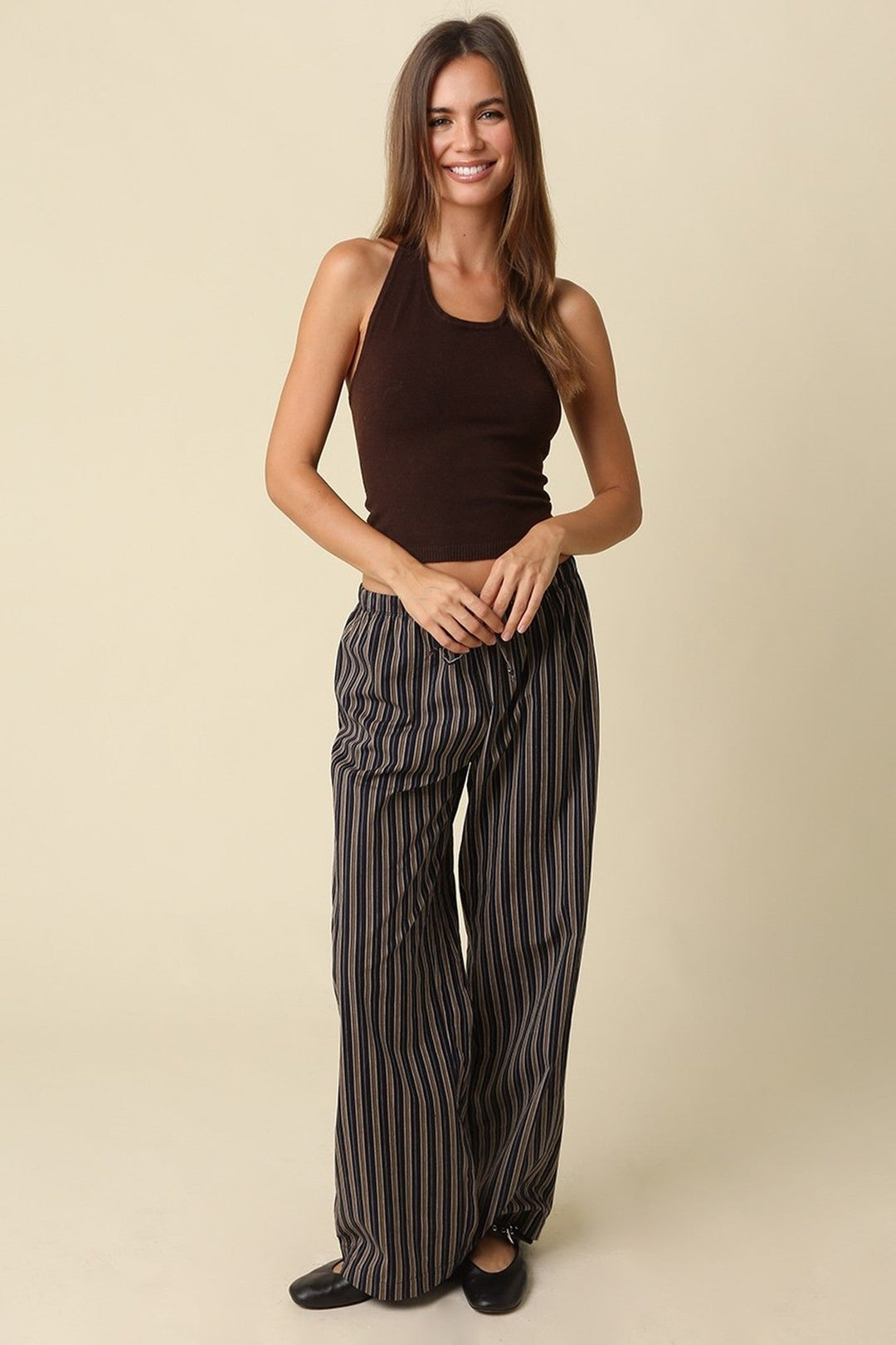 Brown Max Fitted Halter Knit Top - STYLED BY ALX COUTURETops