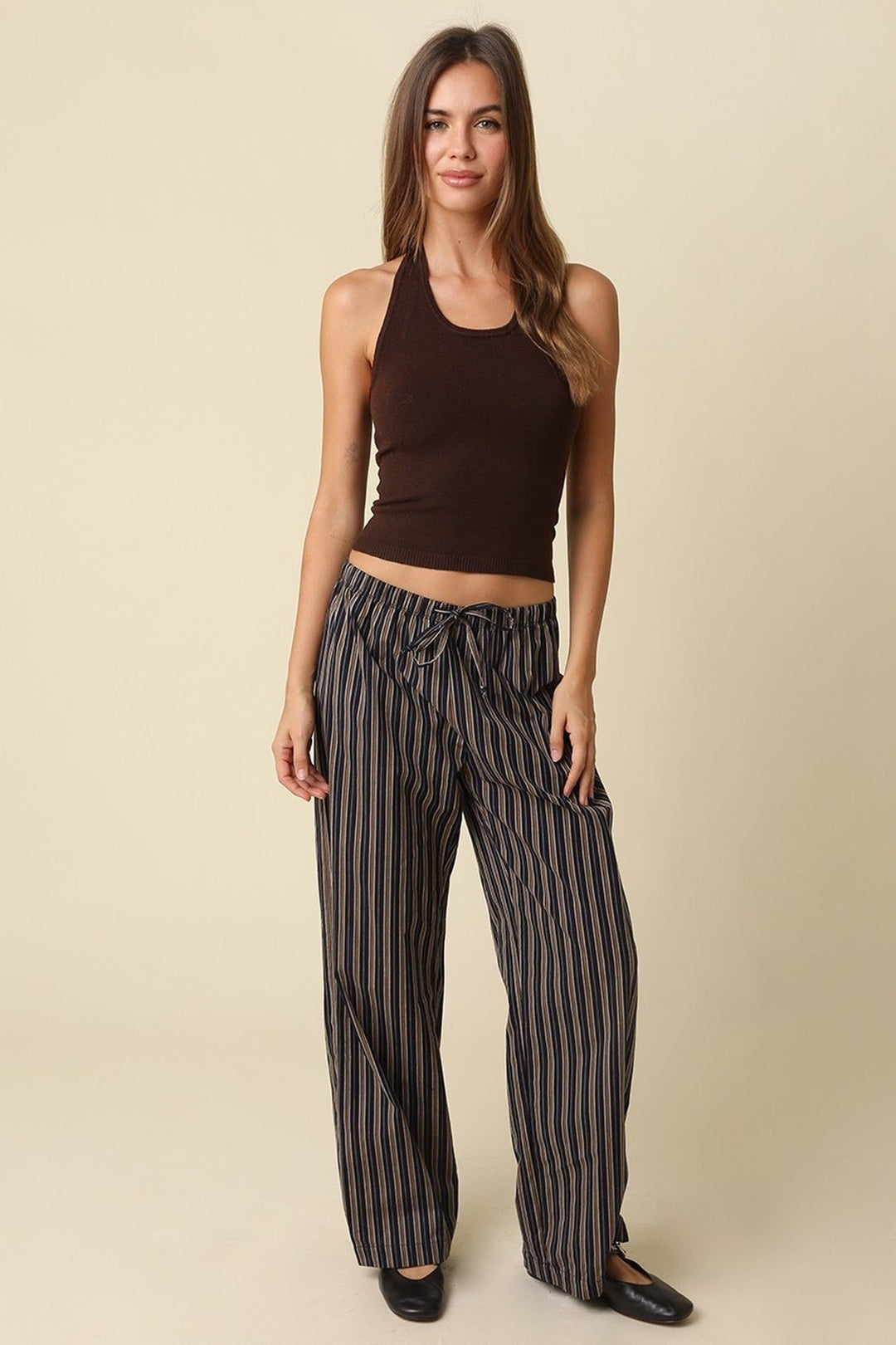 Brown Max Fitted Halter Knit Top - STYLED BY ALX COUTURETops