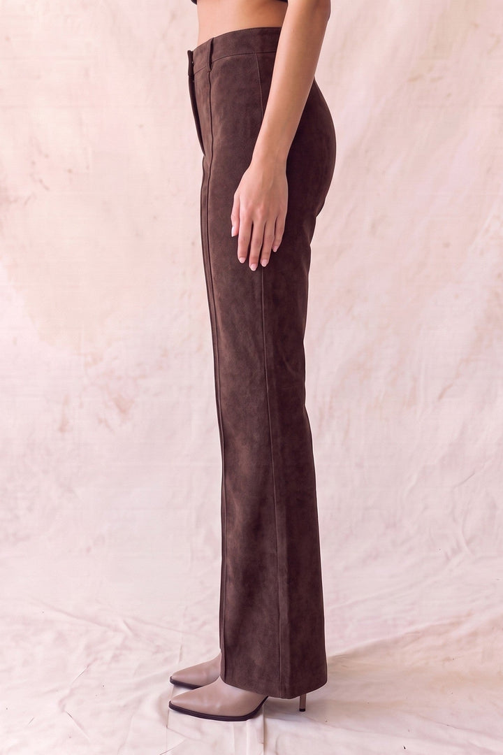 Brown Pintuck High Waist Wide Leg Pants - STYLED BY ALX COUTUREPants