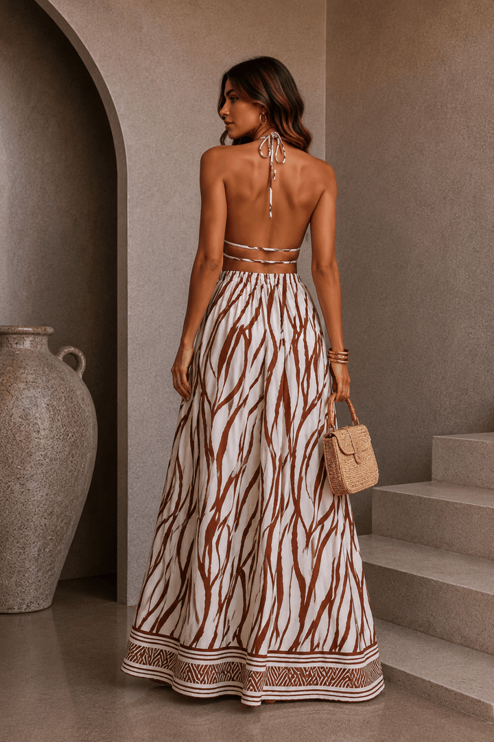 Brown Zebra Printed Maxi Dress - STYLED BY ALX COUTUREDresses