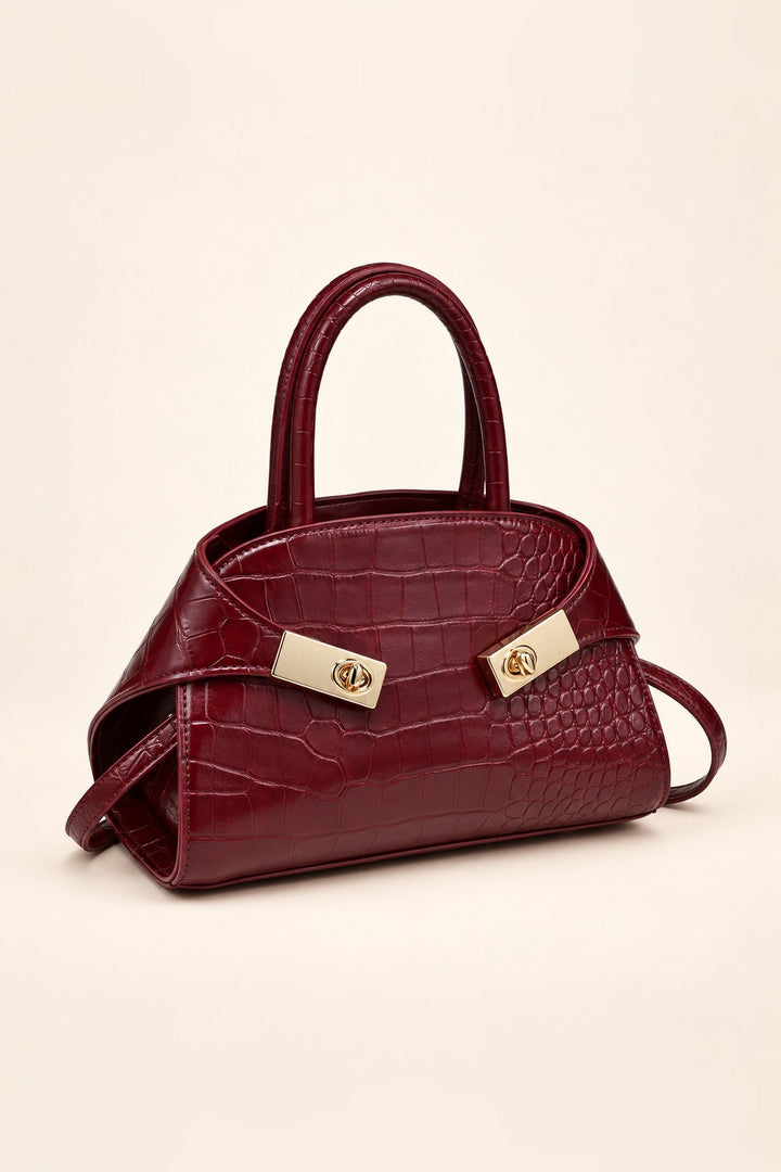 Burgundy Fable Croco Crossbody - STYLED BY ALX COUTUREHandbags