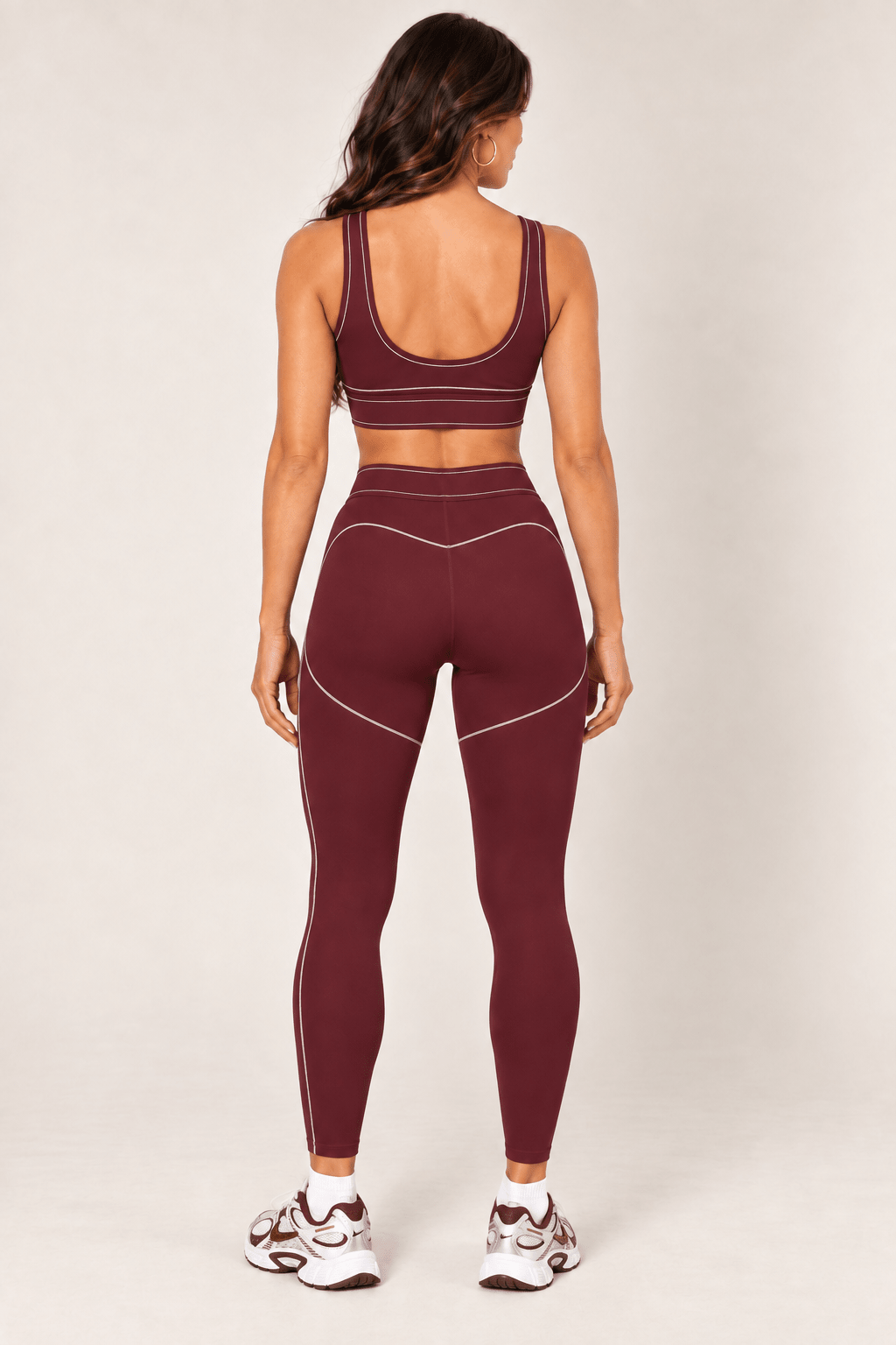 Burgundy High Rise Contour Leggings - STYLED BY ALX COUTURELeggings