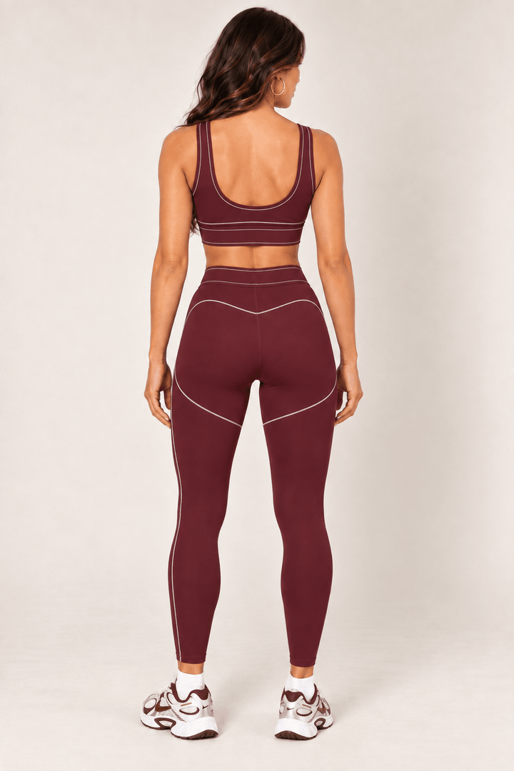 Burgundy High Rise Contour Leggings - STYLED BY ALX COUTURELeggings