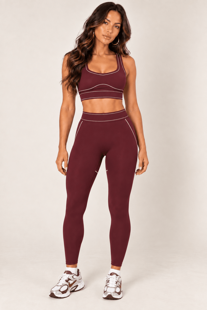 Burgundy High Rise Contour Leggings - STYLED BY ALX COUTURELeggings