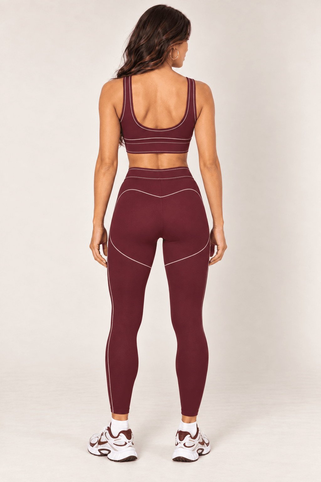 Burgundy High Rise Contour Leggings - STYLED BY ALX COUTURELeggings