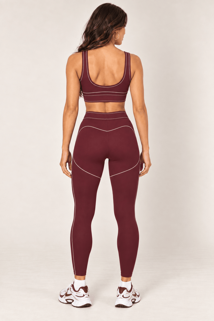 Burgundy High Rise Contour Leggings - STYLED BY ALX COUTURELeggings
