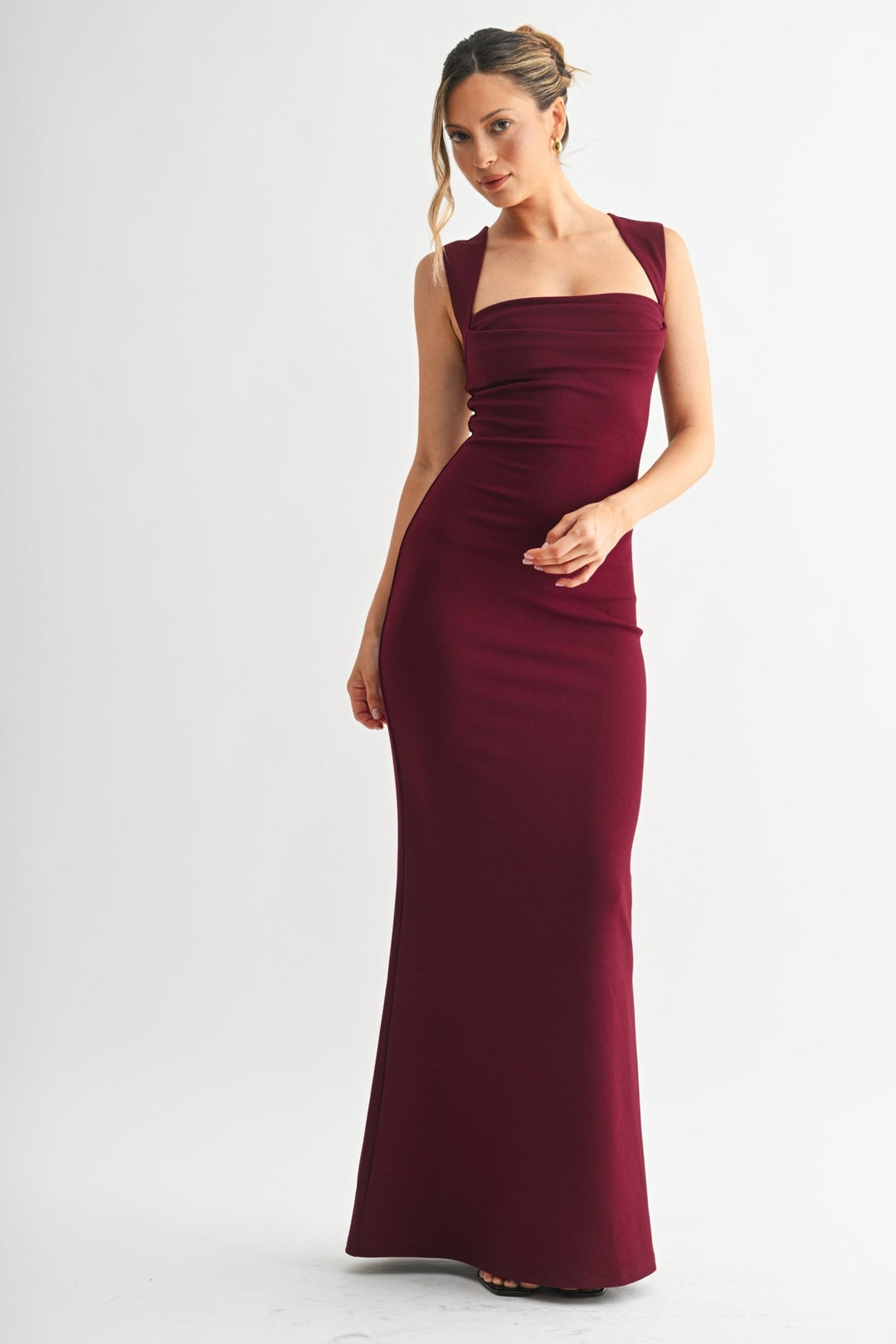 Burgundy Iconic Hourglass Long Dress - STYLED BY ALX COUTUREDresses