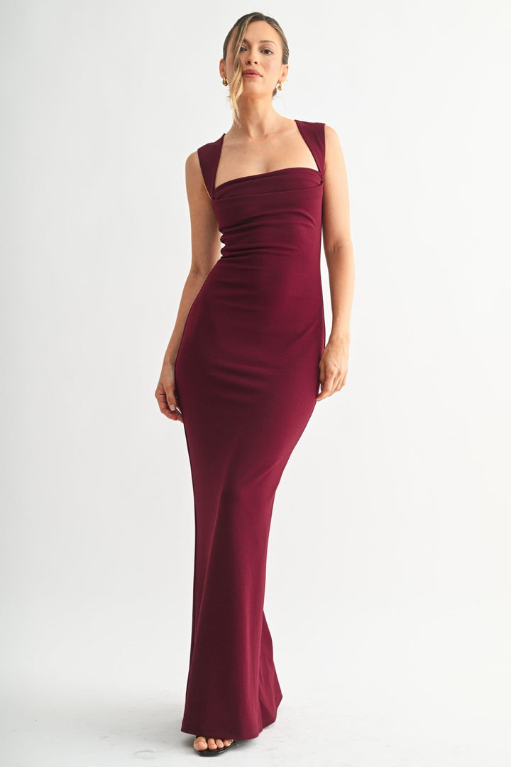 Burgundy Iconic Hourglass Long Dress - STYLED BY ALX COUTUREDresses