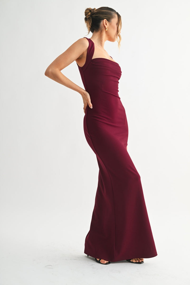 Burgundy Iconic Hourglass Long Dress - STYLED BY ALX COUTUREDresses