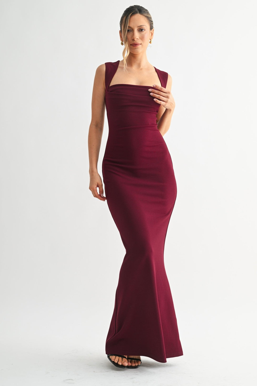 Burgundy Iconic Hourglass Long Dress - STYLED BY ALX COUTUREDresses