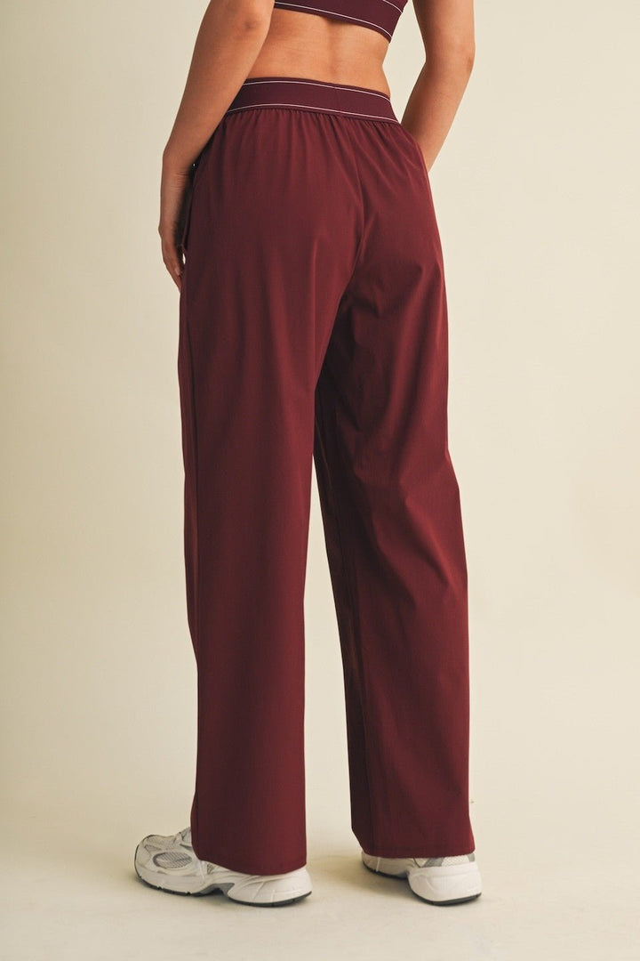 Burgundy Relaxed Nylon Pants - STYLED BY ALX COUTURETrack Pants