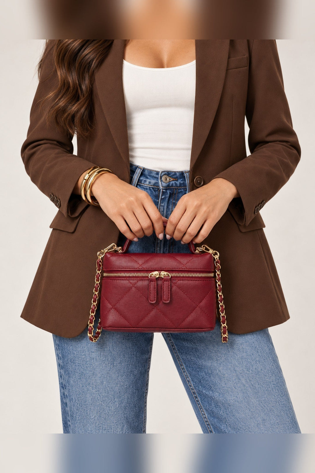 Burgundy Snow Quilted Crossbody - STYLED BY ALX COUTUREHandbags