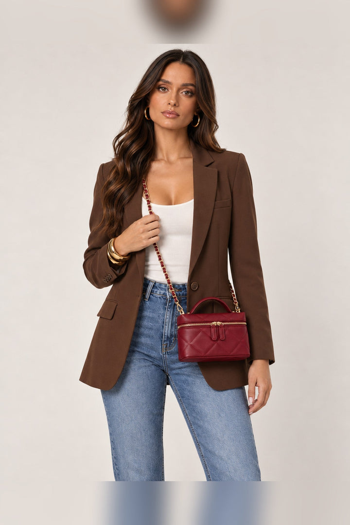 Burgundy Snow Quilted Crossbody - STYLED BY ALX COUTUREHandbags