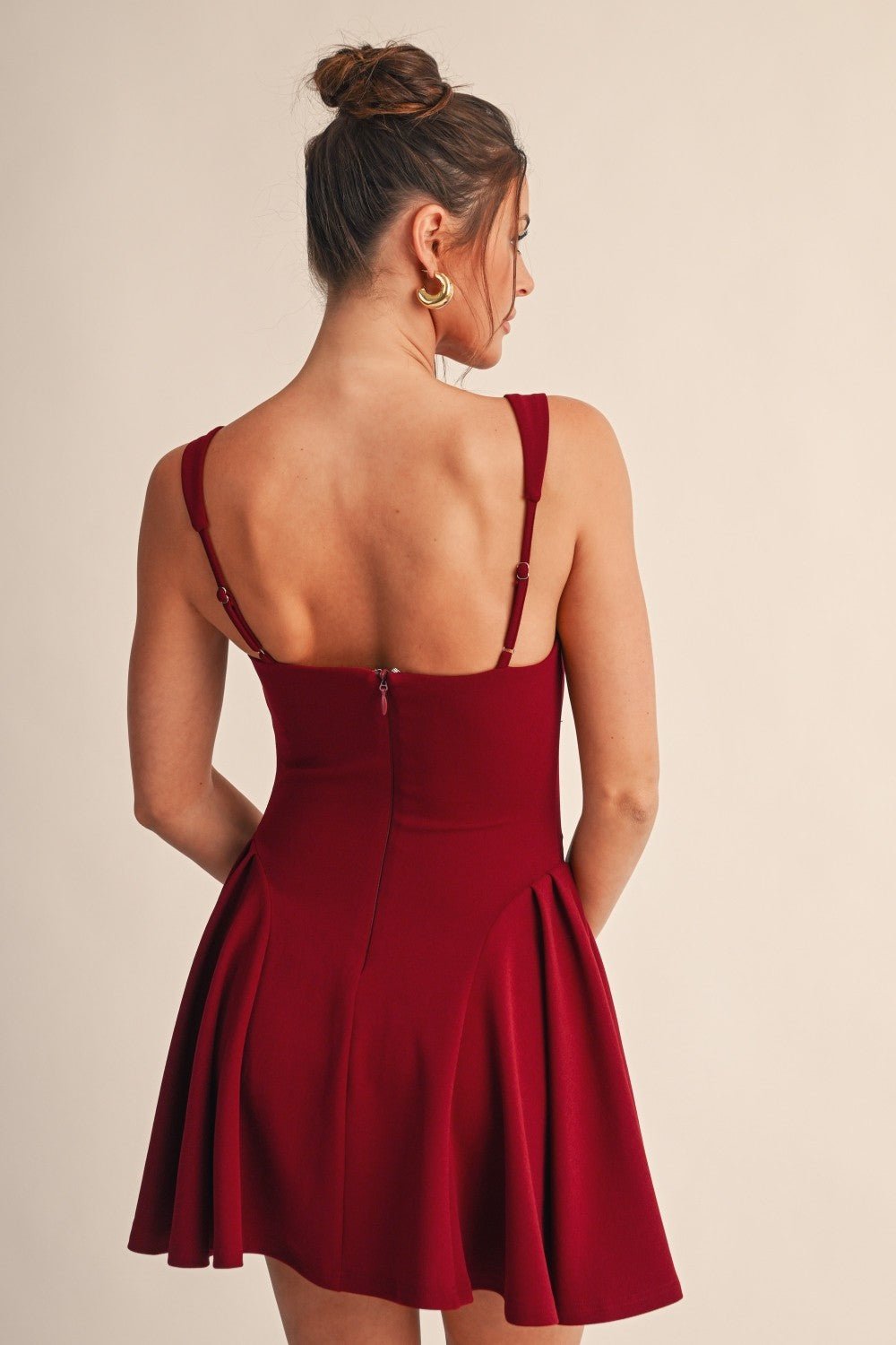 Burgundy Vivienne Pleated Mini Dress - STYLED BY ALX COUTUREDresses