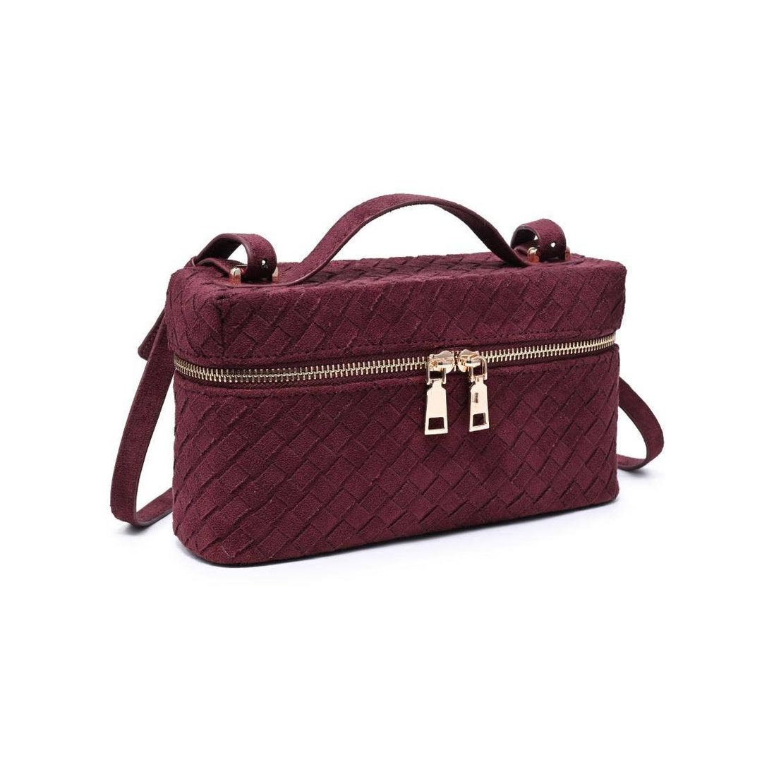 Burgundy Woven Faux Suede Crossbody - STYLED BY ALX COUTUREHandbags