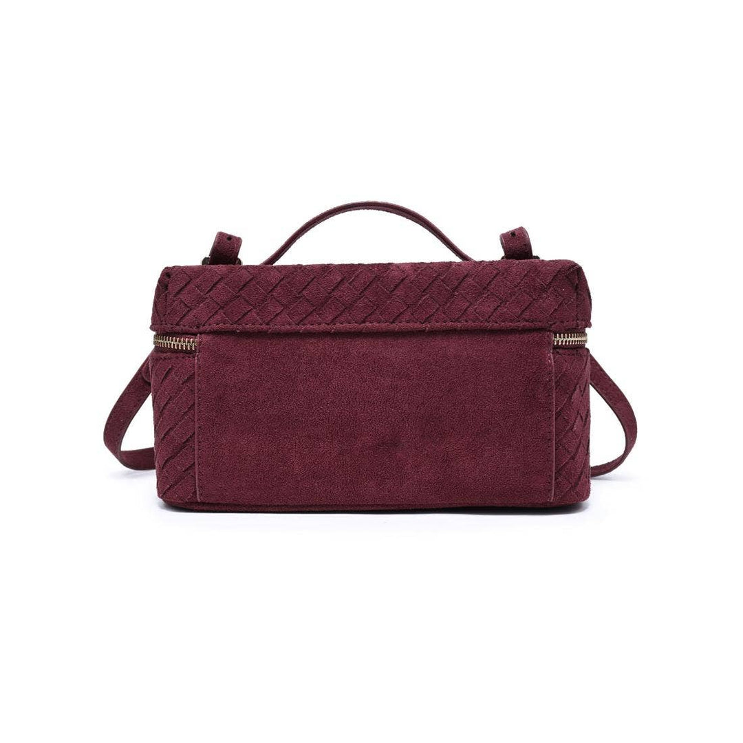 Burgundy Woven Faux Suede Crossbody - STYLED BY ALX COUTUREHandbags