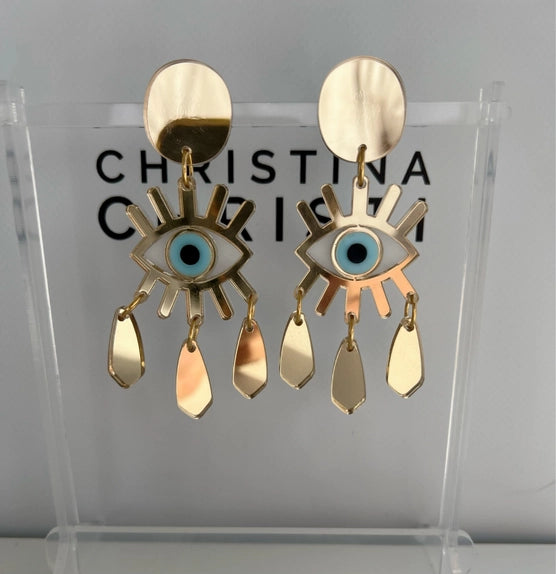 STYLED BY ALX COUTURE MIAMI BOUTIQUE Gold Evil Eye Clip-On Earrings