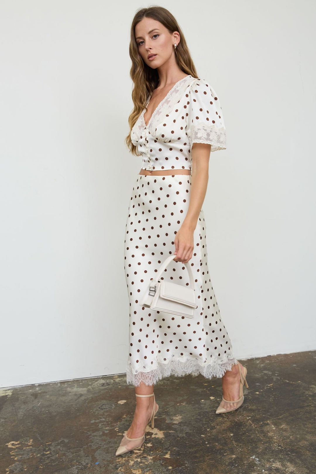 Champagne Polka Dot Pencil Skirt - STYLED BY ALX COUTURESkirts & Skorts