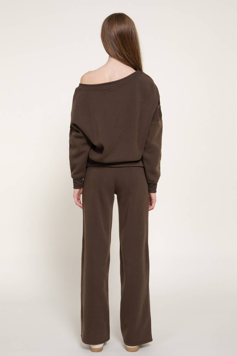 Chocolate Asymmetrical Sweatshirt and Sweatpants Set - STYLED BY ALX COUTURESets
