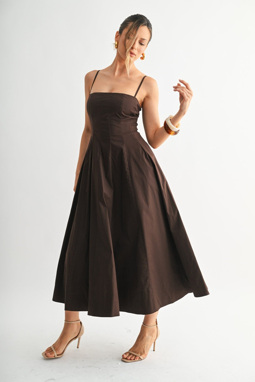 Chocolate Brown Contour Bloom Dress - STYLED BY ALX COUTUREDresses