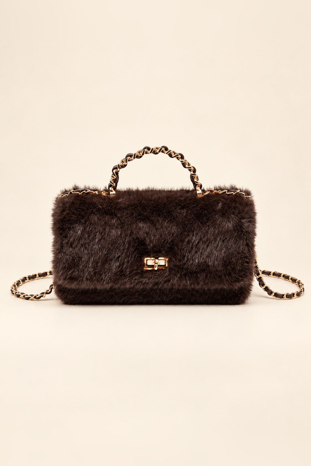Chocolate Brown Lulu Fur Crossbody - STYLED BY ALX COUTUREHandbags
